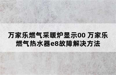 万家乐燃气采暖炉显示00 万家乐燃气热水器e8故障解决方法